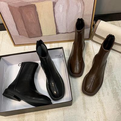 Zhike Узкие ботинки-мартенсы женские 2025 новые британские ботинки-мартенсы женские мягкая кожа мягкая подошва средние ботинки челси