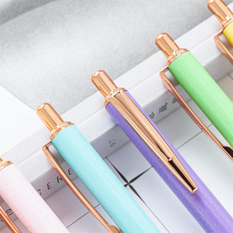 Блестящие шариковые ручки Креативная металлическая многоцветная шариковая ручка для школьника, канцелярские товары, офис