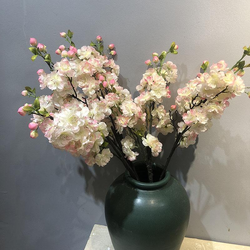 Искусственные белые розовые шелковые цветы сакуры ветка стебель цветущей вишни для свадебного украшения дома