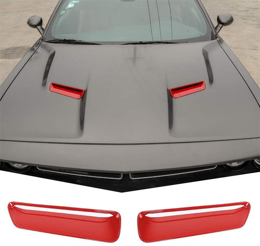 Hood Vents Outlets Vents Cover Trim Interior Decoration Accessories for Dodge Challenger 2015-UP Red 2PCS