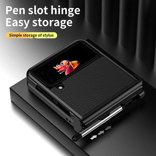 Противоударный кожаный чехол с дизайном S Pen для Samsung Galaxy Z Flip4 Flip 4 Flip3 Flip 3 Zflip4 Нескользящий чехол для Samsung Flip4