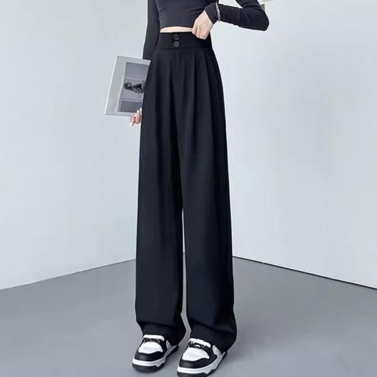 Женские брюки с высокой талией, прямые, широкие брюки с карманами, застежкой-молнией, однотонные, свободного кроя, костюмные брюки, рабочая одежда