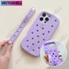 Для Crocs Подвески DIY Держатель для браслета Чехол для телефона Для iPhone 17 16 15 14 Pro Max Air 13 Однотонный Мягкий Силиконовый Задний Чехол