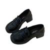 Thick High Heels Versatile British Style Small Leather Shoes Women's 2025 Spring and Summer New Korean Version Black Mary Jane Shoes Loafers