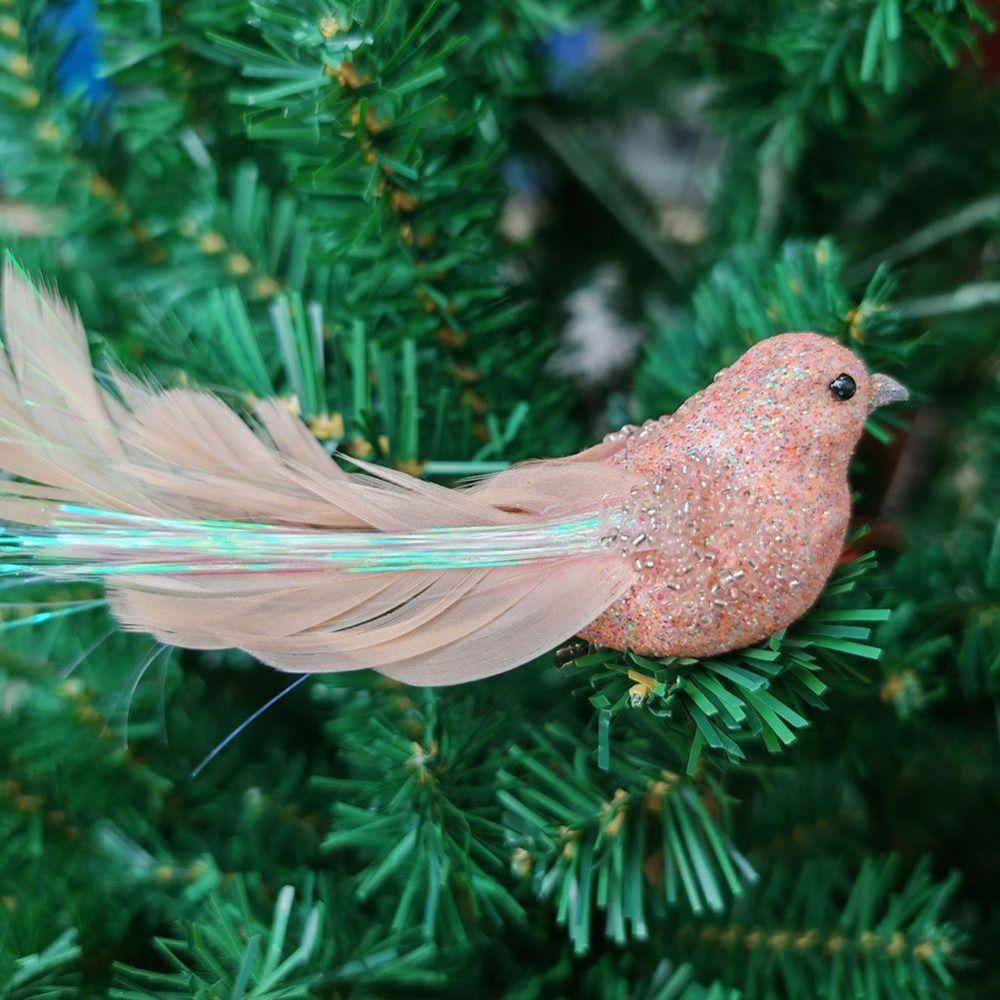 4 Pcs Cute With Clip Christmas Feather Bird Handmade Sparkling Simulation Bird Vivid Colorful Bird Ornaments Xmas Tree Decor