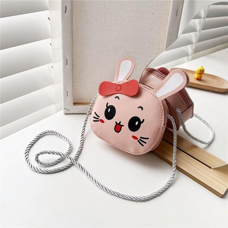 Милая детская мультяшная сумка через плечо из полиэстера с бантиком-кроликом очень легкая