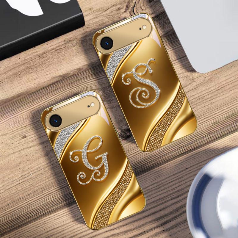 Потрясающие буквы "M W" Для IPhone 17Pro Max 16 17 Pro oMax 15 Pro 14 13 Plus 12Mini 11ProMax XR 16E Air Золотой стеклянный чехол для телефона