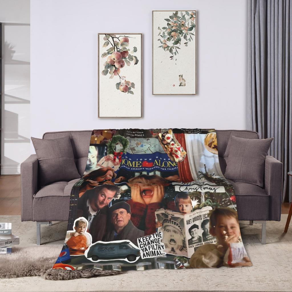 Warm Soft Blanket Decorative Home Alone Merry Christmas Throw Blanket Flannel Bedspread For Bedroom Print Sofa Bed Cover