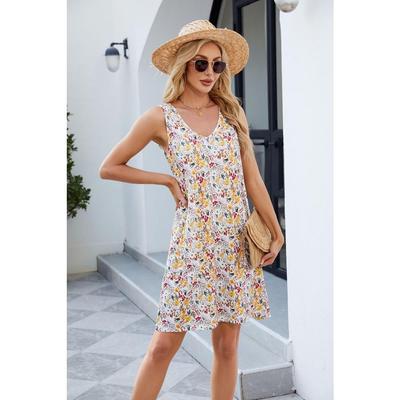 Летнее новое платье-комбинезон в стиле бохо с принтом, свободное повседневное платье без рукавов