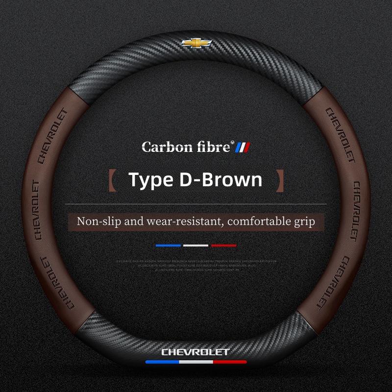 AABHK1 Carbon Fiber Car Steering Wheel Cover Breathable Anti Slip Steering Covers For Chevrolet Colorado Cruze Spark Captiva Malibu