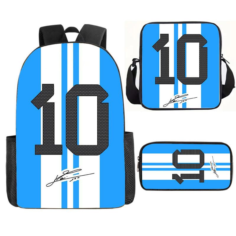 Мультяшный Месси Футбольная Печать Детский Рюкзак на Двойных Плечевых Лямках Для Использования в Школе