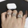 3 Pcs/Set Women Rings Star Shape Rhinestone Decor Smooth Polish Electroplated Solid Color Open Ring Couple Knuckle Ring Finger Jewelry