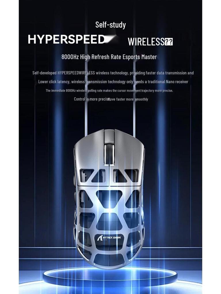 Игровая мышь Attack Shark R3: Легкий магниевый сплав с сенсором PAW3395, беспроводное соединение Bluetooth в трех режимах и поддержка 4K/8K