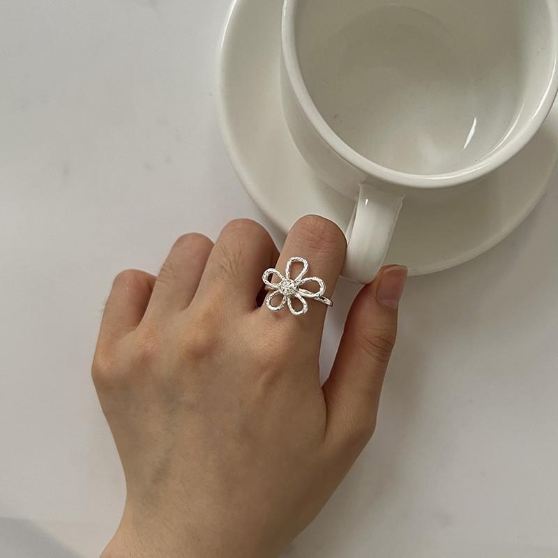 Korean Version Plain Ring Irregular 925 Sterling Silver Versatile Ring Women's Niche Ins Style Design Non-fading Combination Ring