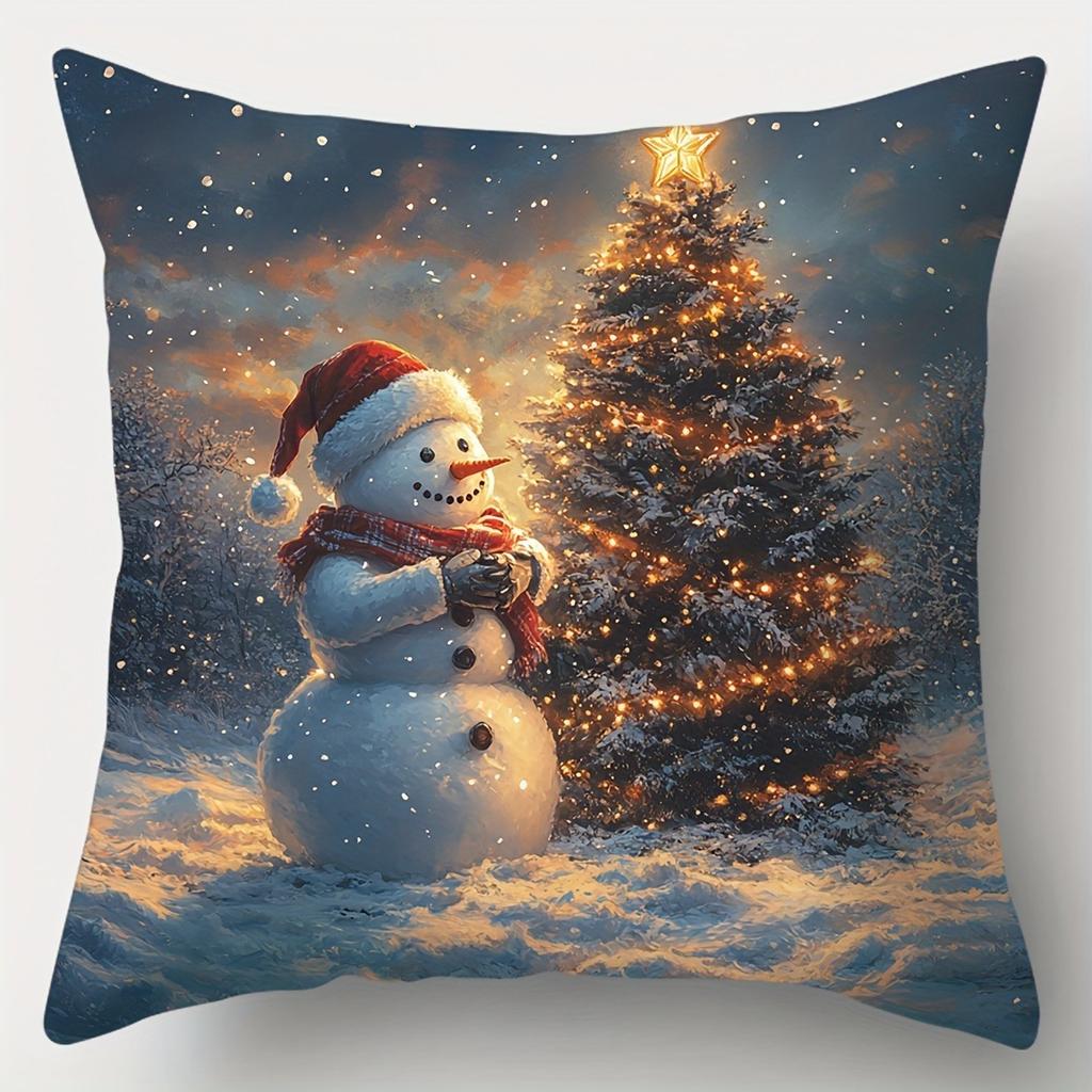 Рождественское украшение наволочка Зимняя снежная сцена Санта-Клаус Снеговик наволочка Чехол для диванной подушки украшение для дома