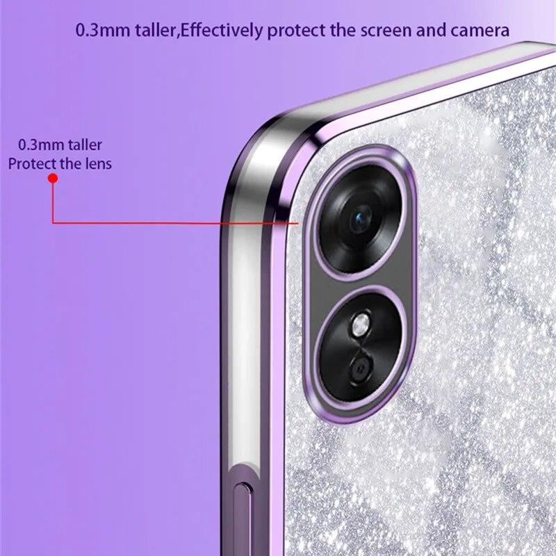 Luxury Gradient Glitter Plating Case For OPPO A78 A58 A38 A94 A57 A36 A17 A16 A55 A1 A2 Find X6 Pro K11 K11X Silicone Back Cover