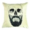 Skeleton Head Throw Pillow Cover With Linen Fabric For Home Decor And Living Room