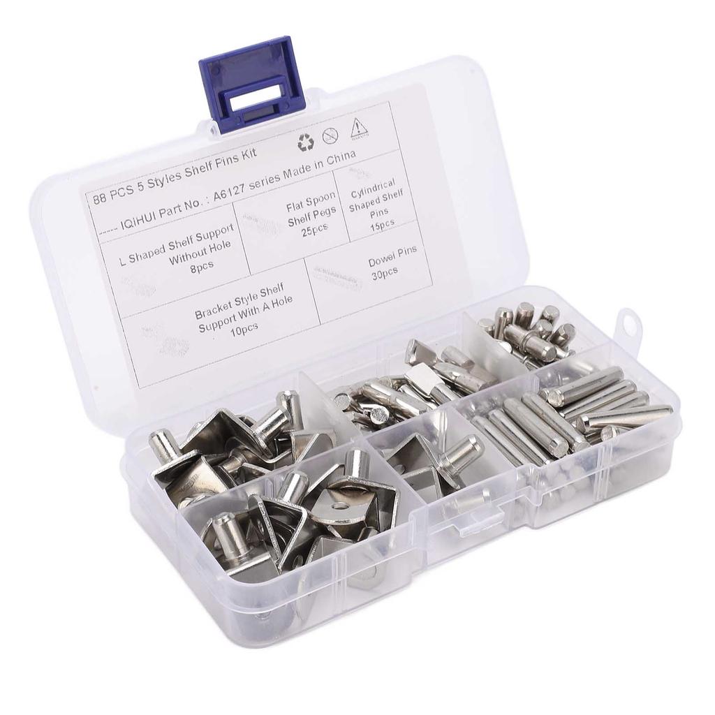 Набор полочных штифтов 5 стилей 88 шт. Никелированные полочные опорные штифты для шкафа дома на колесах, книжной полки, витрины