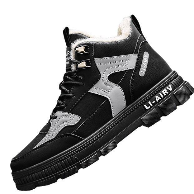 Мужские зимние высокие кроссовки из бархатного полотна — теплые, увеличивающие рост, подходят для учеников младших классов.