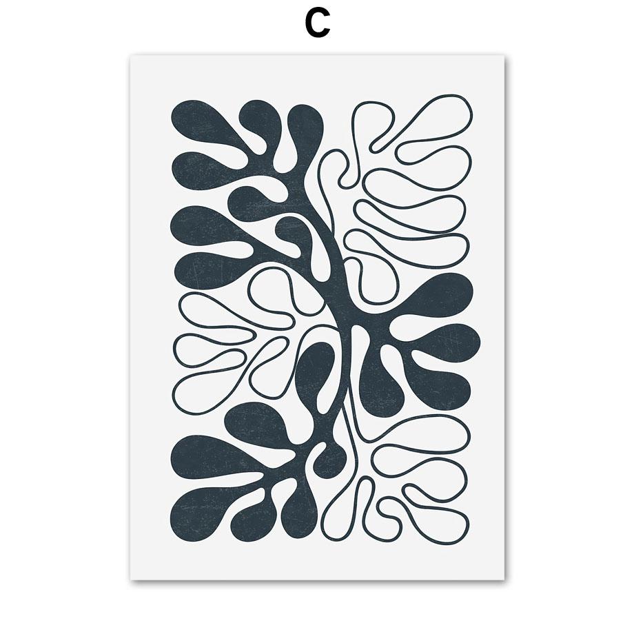 Abstract Boho Matisse Picasso Sun Moon Poster Dark Blue Wall Art Print Canvas Painting Gallery Wall Pictures Living Room Decor