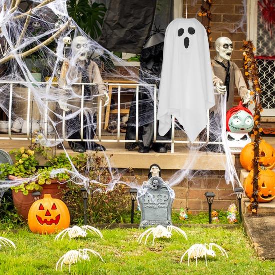 LED Halloween Hanging Ghost Decoration Horror Light-up Flying Cloth Ghost for Outdoor Porch Tree Patio Yard Front Door Decor