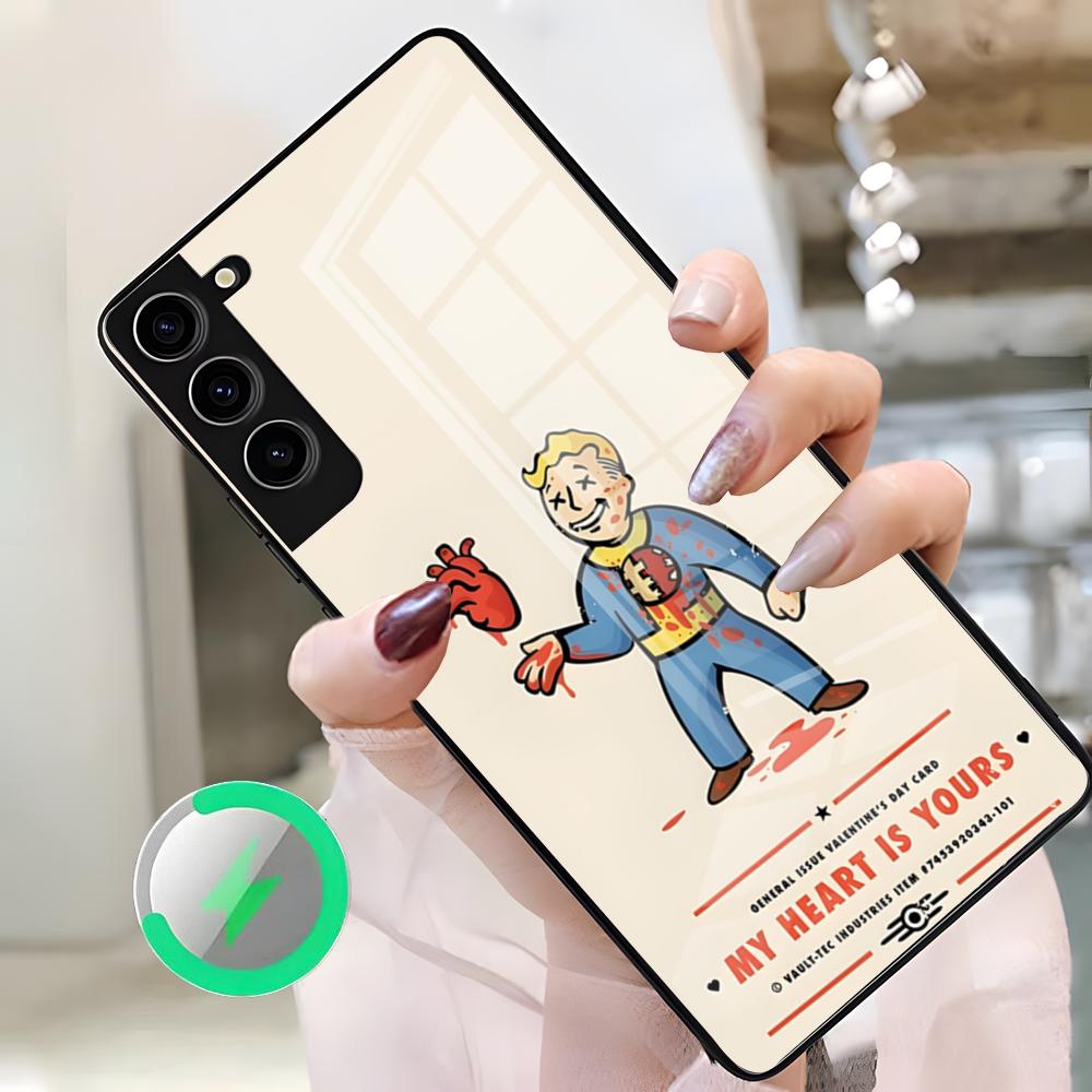 Чехол для телефона F-Fallouts Vault для Samsung S26 Ultra S25 Edge S23 S22 S21 S20 Ultra Plus S24 Fe A25 Магнитная стеклянная крышка