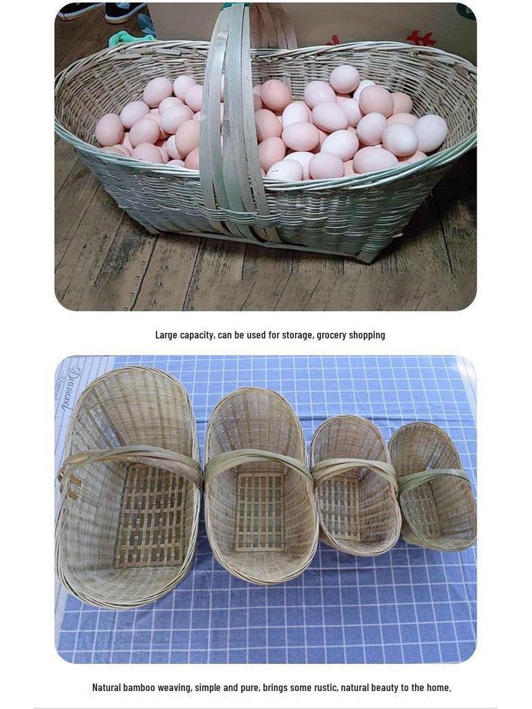 Handmade Bamboo Basket for Fruits, Vegetables, Eggs, and Storage