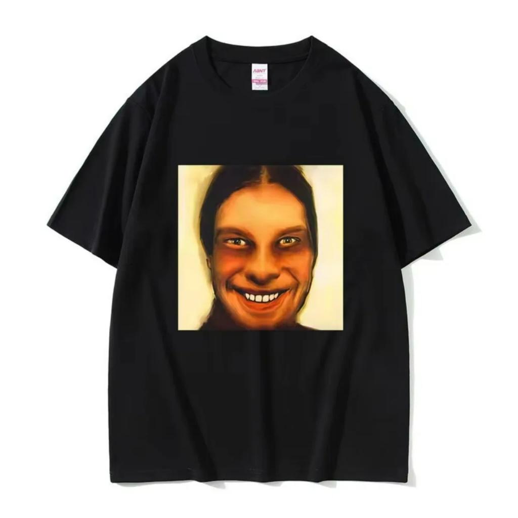 Футболка с фотороботом Aphex Twin Мужская Женская Модная Ретро Оверсайз Короткий Рукав Мужская Высококачественная Мягкая Хлопковая Футболка Мужской Повседневный Футболка