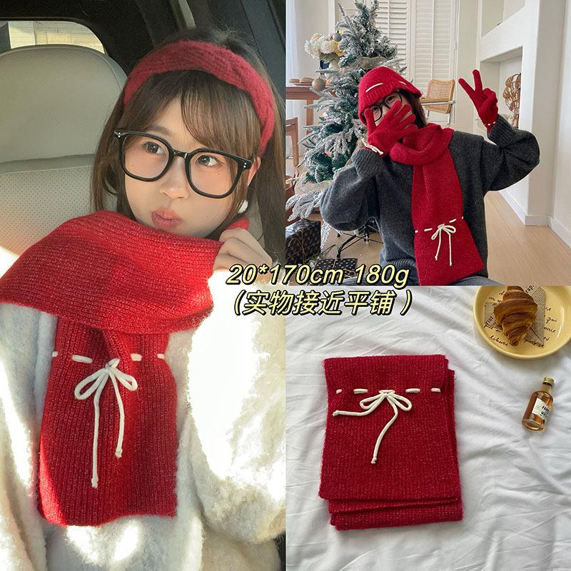 [Dai Green] New Atmosphere Christmas Red Grid Soft Waxy Matching Gift Scarf High-end Style Fashion Scarf