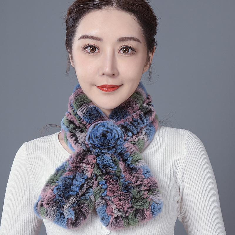 Шарф из шерсти кролика Рекс, двухсторонний шарф, утолщенный, теплый, мужской и женский, осенне-зимний, меховой воротник, универсальный меховой ветрозащитный шарф для защиты шеи