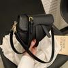 Internal Compartment PU Saddle Bag Stitching Line High Quality Magnetic Buckle Women's Shoulder Bag