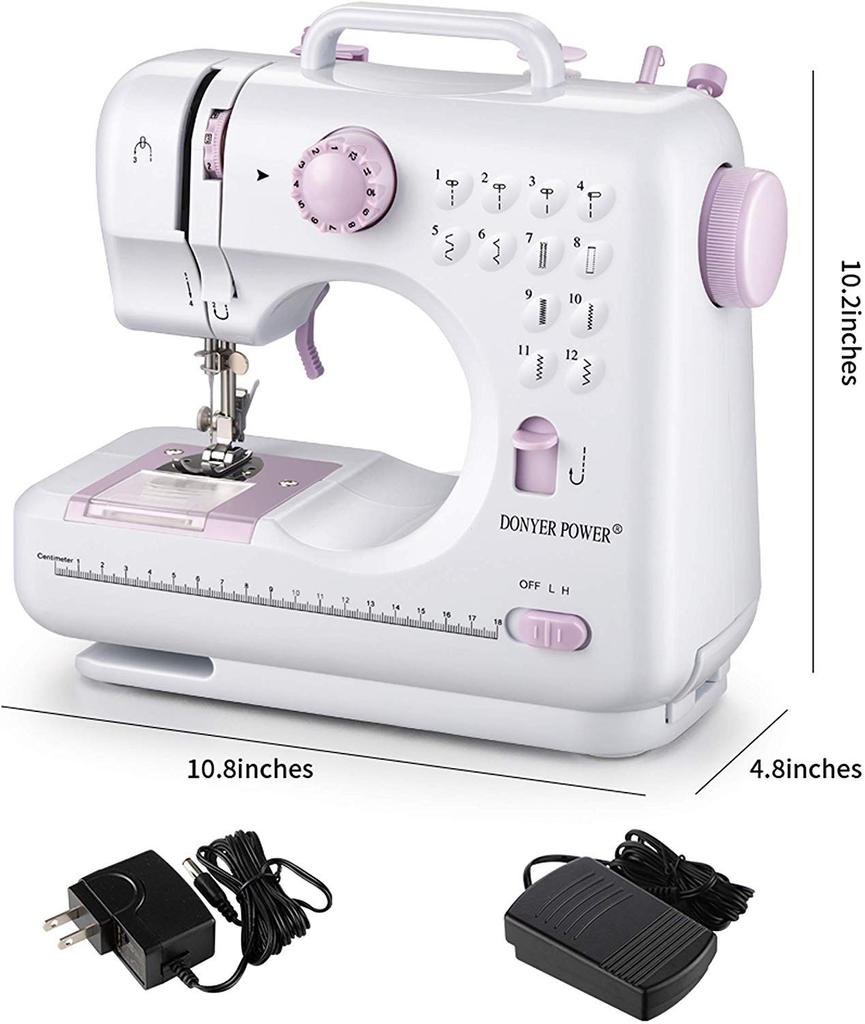 Household sewing electric sewing 12 types of small sewing LED hand lamp AC easy low adjustable reverse lifetime warranty machine, machine, stitches,