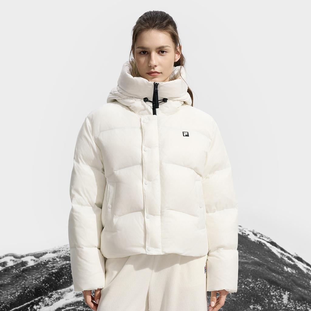 Fila Fitness Simple Solid Color Fashion Retro Classic Versatile Loose Casual Comfortable Warm Hooded Down Jacket Women Outerwear A51W541903FWT