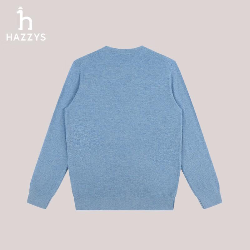 Мужской однотонный шерстяной свитер HAZZYS с круглым вырезом ABYZD0BDD21