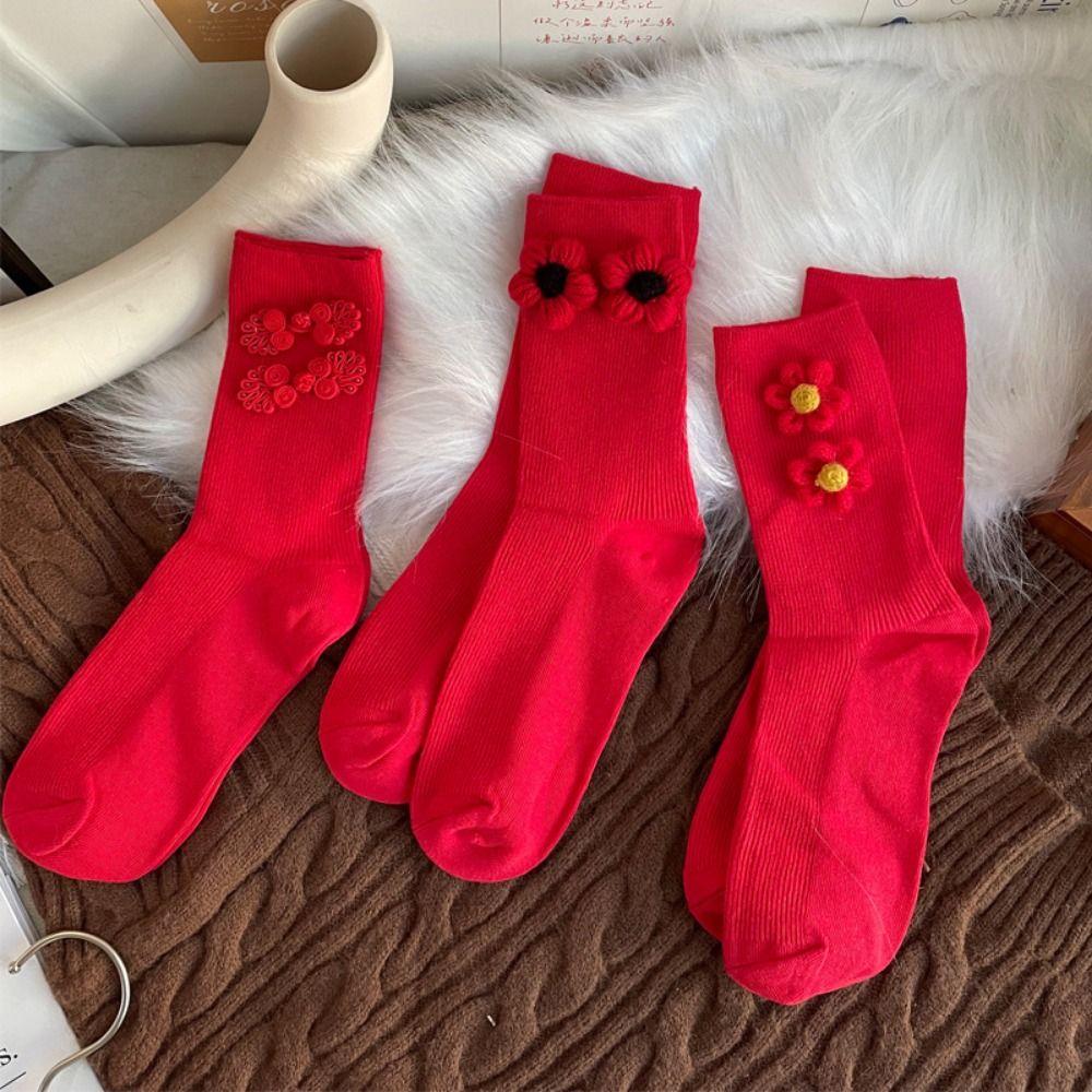 Cotton Zodiac Year Socks Bowknot Hairball Bowknot Stocking Kawaii in Tube Socks  Christmas