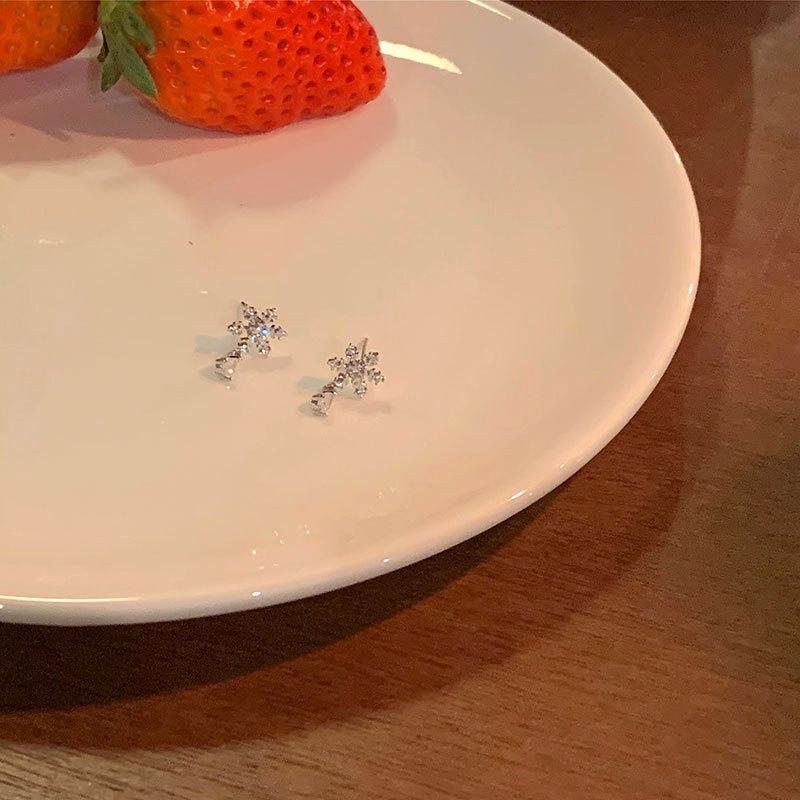 Elegant Zircon Snowflake Stud Earrings: High-End, Versatile, Cold Style Fashion for Women