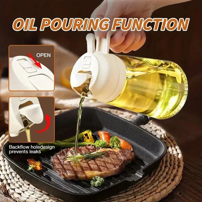 Многофункциональная кухонная бутылка для масла, спрей для заливки масла, два в одном, пищевой материал, который нелегко повредить, 500 мл, большая емкость
