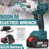 800N.M Brushless Cordless Rechargeable Electric Impact Wrench 1/2 Inch Wrench Compatible for Makita Battery
