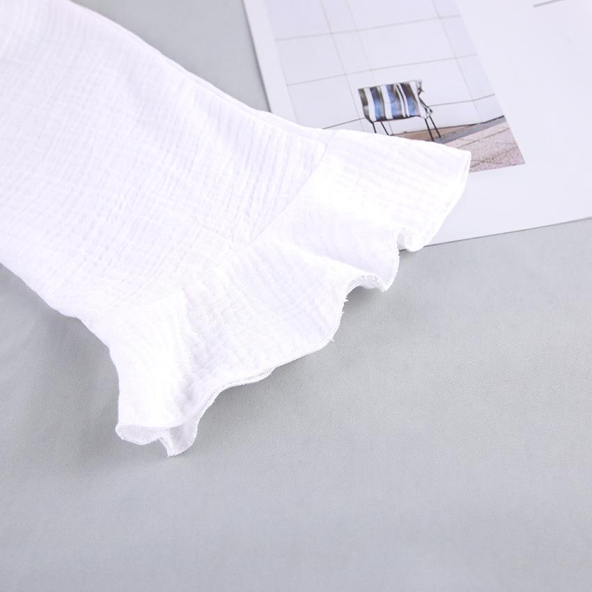 Осенний женский пижамный комплект с оборками, длинными рукавами, халатом из жатого хлопка и шортами