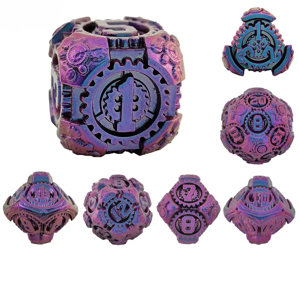 7 шт./набор игральных костей Gear Metal Dnd, набор многогранных игральных костей с цифрами для настольной игры Dnd TRPG Cthulhu COC Running Team D6