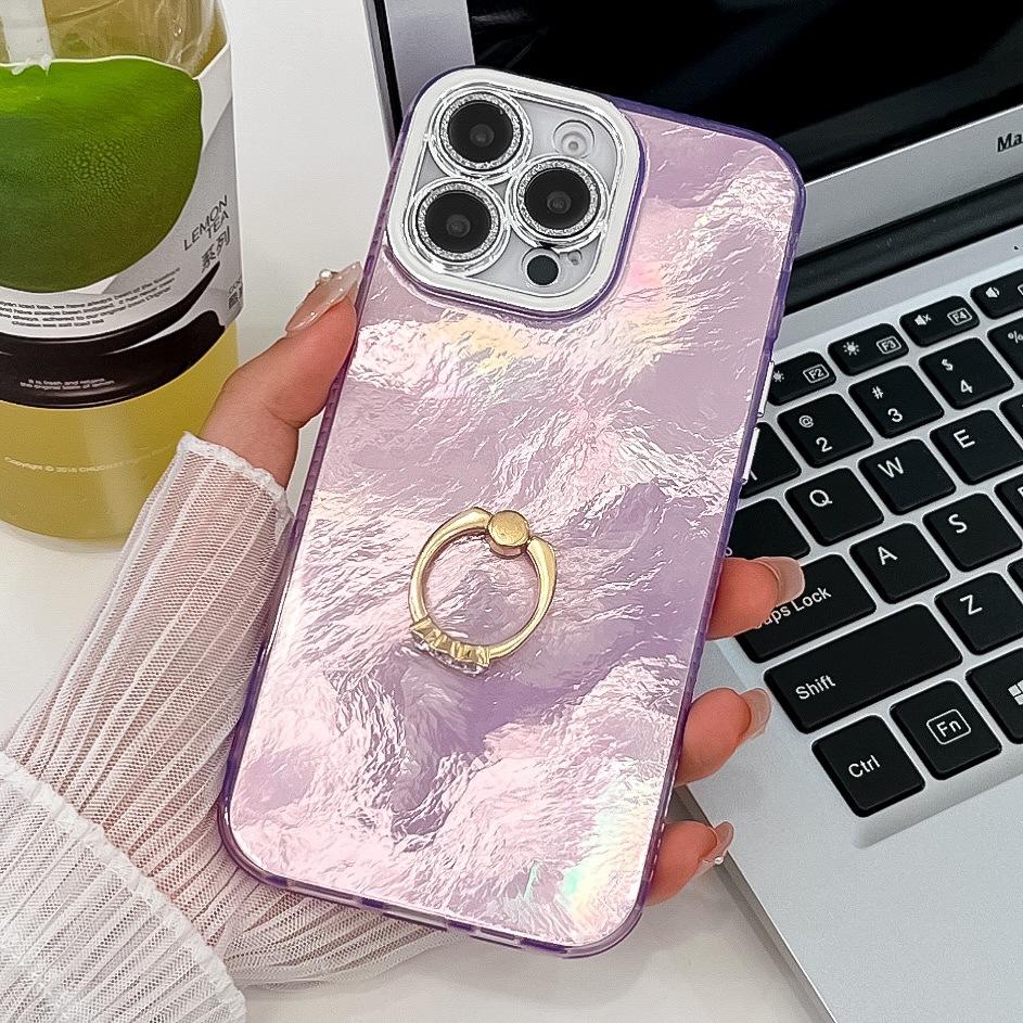 Креативный держатель-кольцо чехол для мобильного телефона iphone16pro apple 15promax гальваническое покрытие водяная рябь 14 корпус IMD