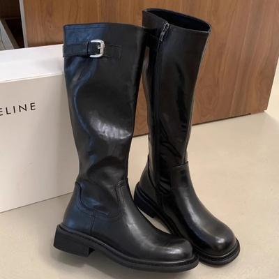 Женские сапоги до колена, дизайнерские туфли на среднем каблуке, брендовые модные массивные ботинки для вечеринок, женские зимние 2025, трендовые готические ботинки Chelsea Mujer