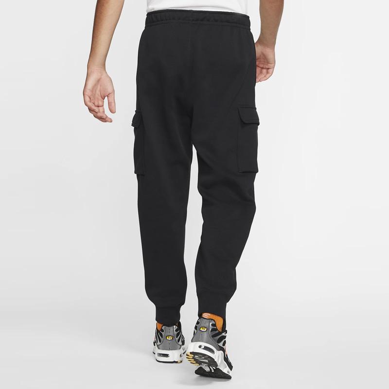 Nike Спортивная одежда Клубные флисовые брюки-карго черные/черные/белые мужские уличные одежды CD3129-010