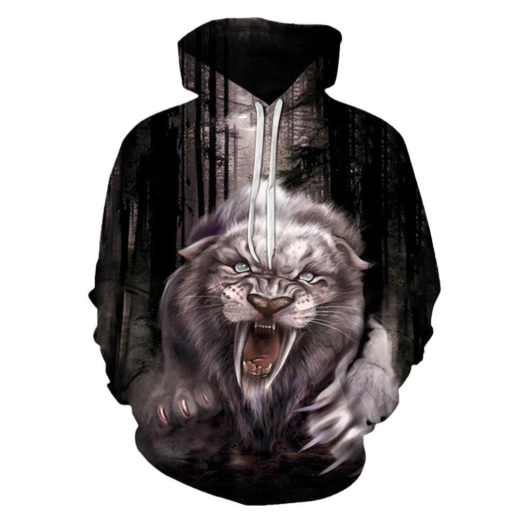 Весна и осень Новый аниме Волк и Тигр Серия 3D Печать Мужской Свободный Повседневный свитер с капюшоном