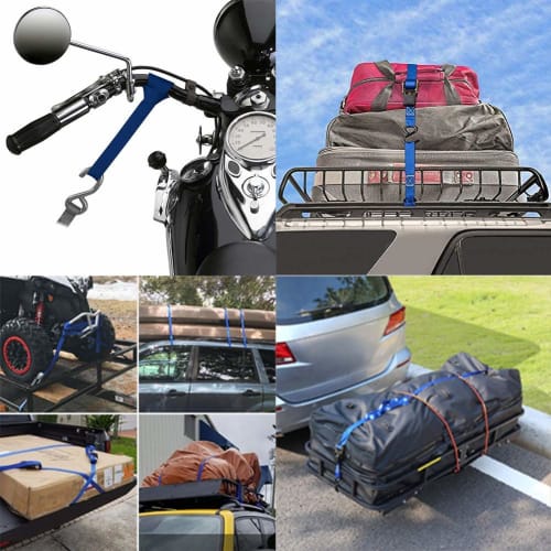 Soft Loop Tie-Down Straps, 300kg/800kg Load Capacity with Locking Straps for Safe and Confident Trailing with Breaking Strength for ATVs and UTVs - Bl