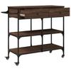 Kitchen Trolley in Brown Oak Look 105 x 42 x 95 cm Engineered Wood