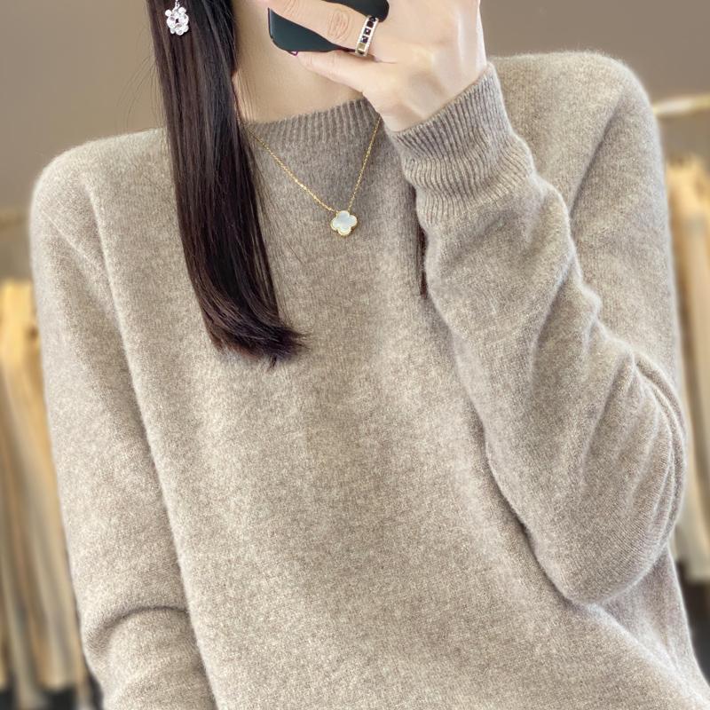 Женский кашемировый свитер Qinghe Cashmere 30% Кашемир 70% Шерсть Осенне-зимний кашемировый пуловер Мягкий и теплый