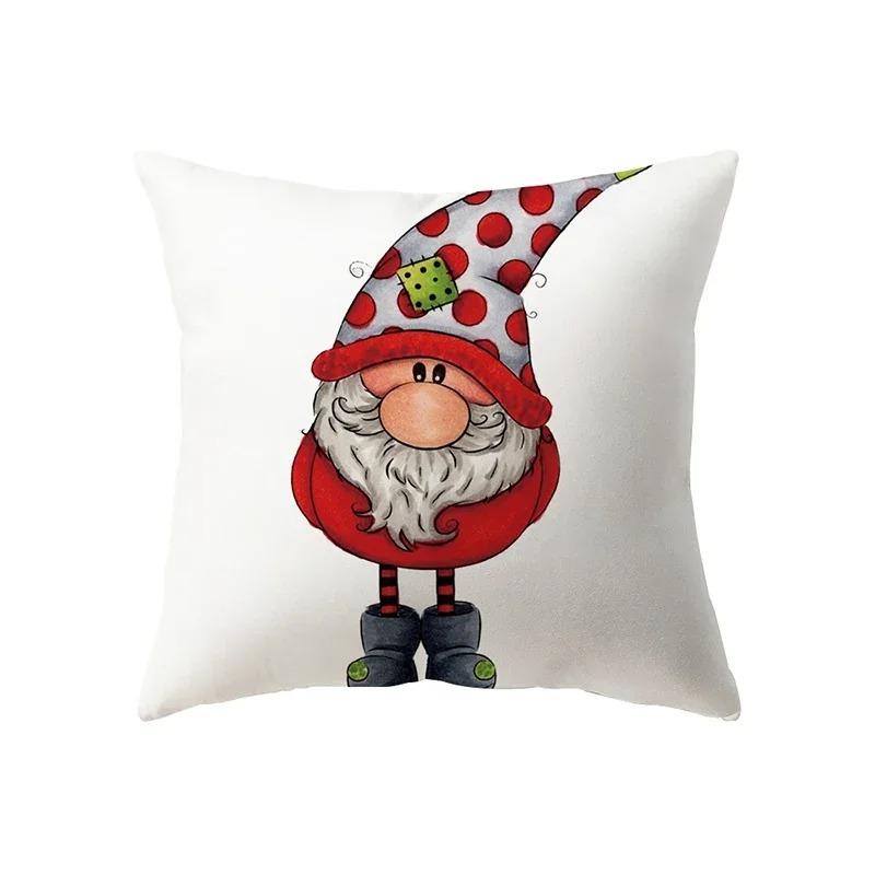 Cute Santa Claus Merry Christmas Printed Pattern Cushion Cover Home Living Room Sofa Decoration Polyester Pillow