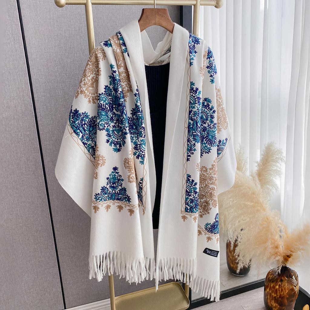 New Winter Warm Cashmere Scarf Women Embroidery Pashmina Blanket Thick Shawl Wrap Neckerchief Fashion Bufanda Echarpe Poncho