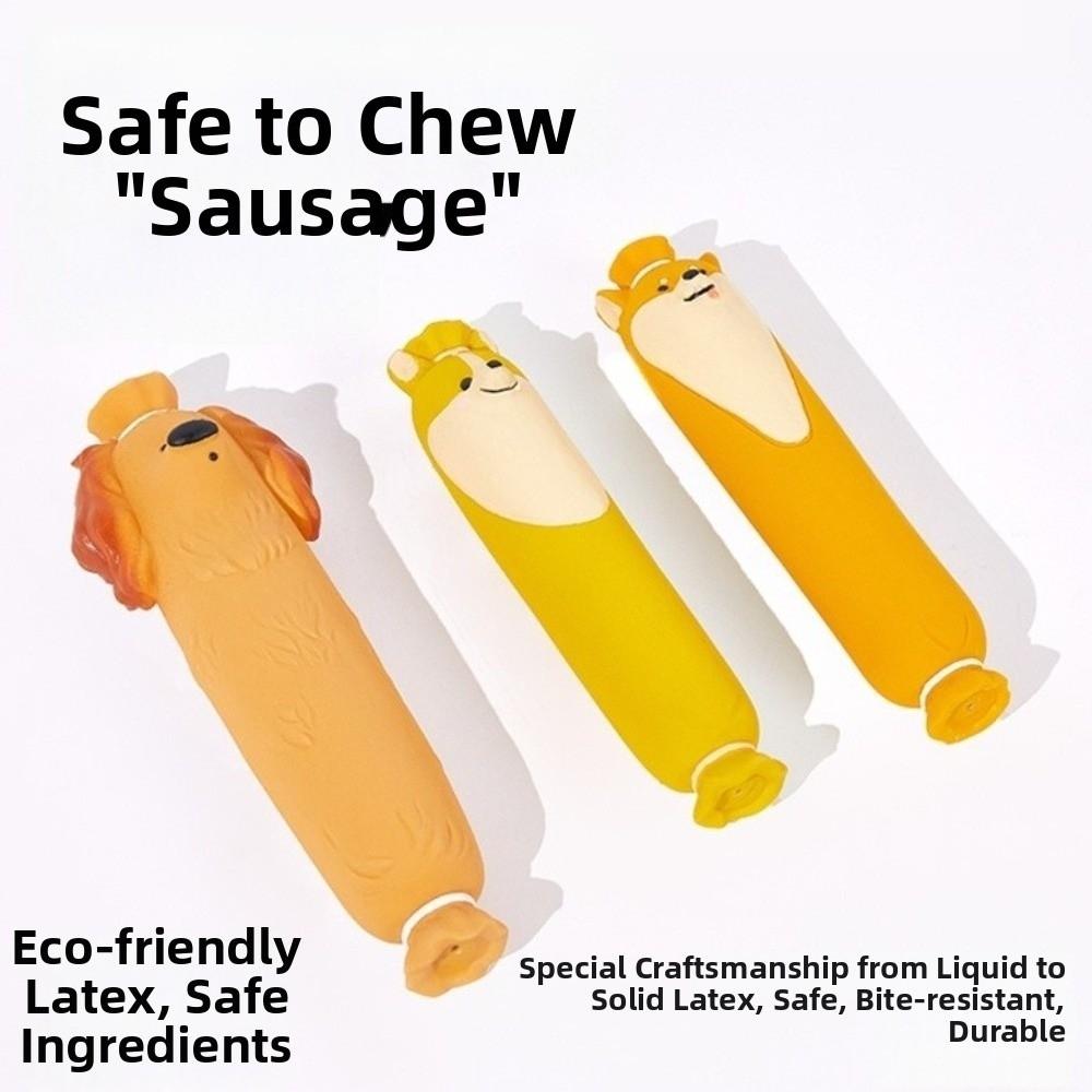 Latex Dog Chew Toy Squeaky Sound Bite-resistant Dog Grinding Teeth Stick Imitation Sausage Sound-Producing Toy Playing Time